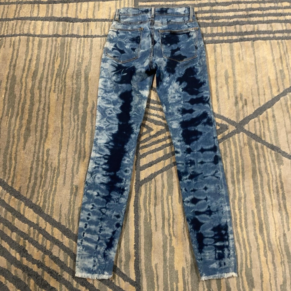 FRAME Le High Skinny Jeans Womens 25 Blue Acid Wash High Rise Raw Hem Ankle - Picture 8 of 9